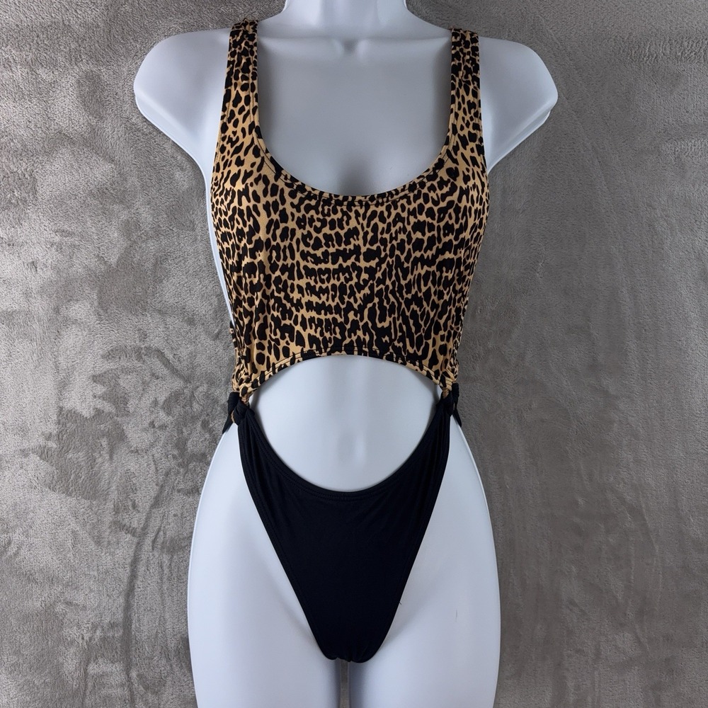 Normaillot Ageless One Piece Swimsuit Womens Size XS Leopard Print‎ Cutout